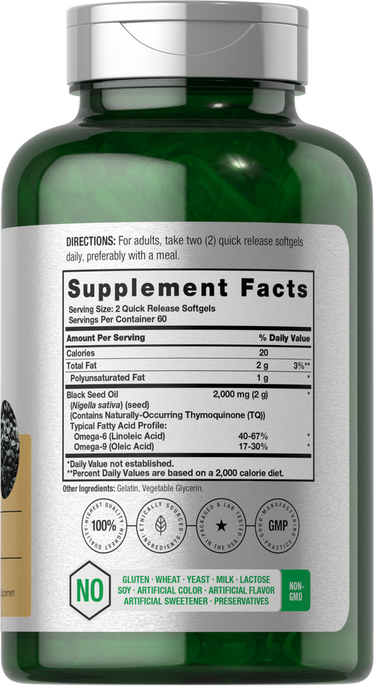 Black Seed Oil 2000mg per serving | 120 Softgels