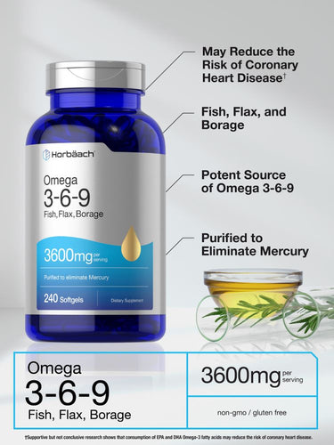 Fish Oil Omega 3-6-9 3600mg | 240 Softgels