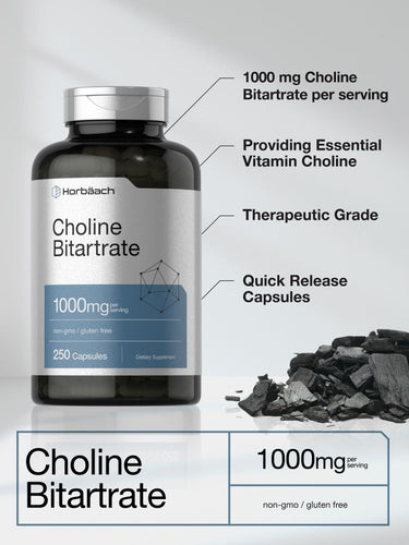 Choline Bitartrate 1000mg | 250 Capsules