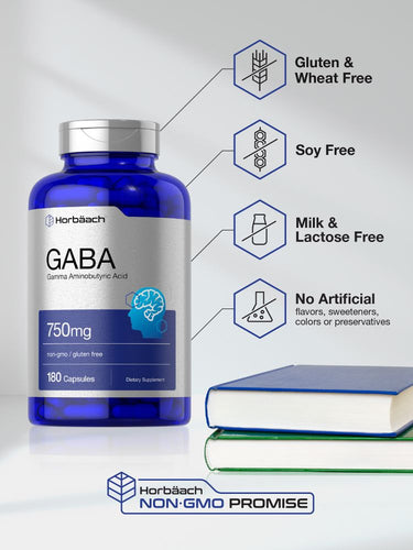 GABA (Gamma Aminobutyric Acid) 750mg | 180 Capsules