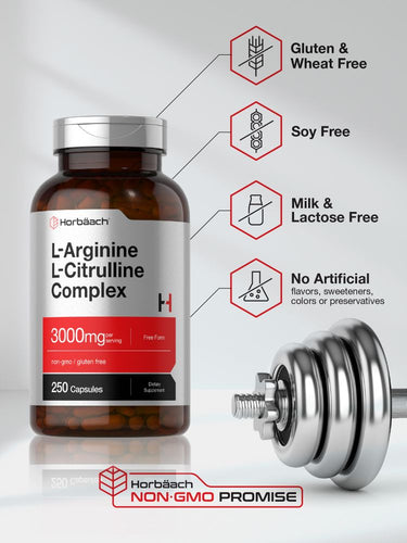 L-Arginine L-Citrulline Complex | 3000mg | 250 Capsules