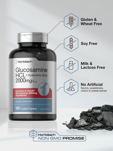 Glucosamine HCL with Hyaluronic Acid | 2000mg | 180 Coated Caplets