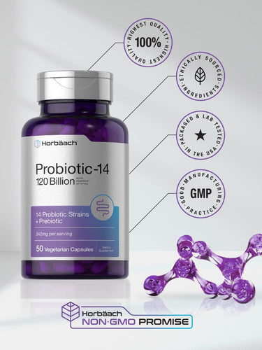 Probiotics 120 Billion CFU | With Prebiotics | 50 Capsules