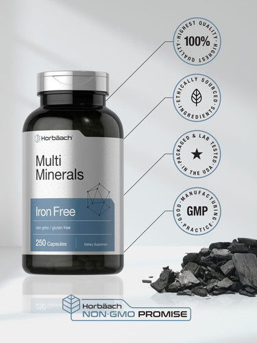 Multi Minerals Supplement | Iron Free | 250 Capsules