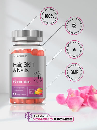 Hair Skin and Nails Vitamins | 100 Gummies